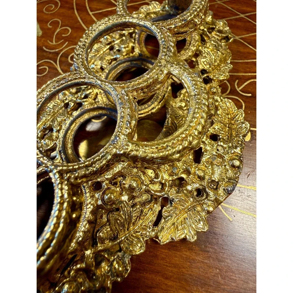 Vintage Hollywood Regency Lipstick Holder • Gold Ormolu Style Vanity Organizer
